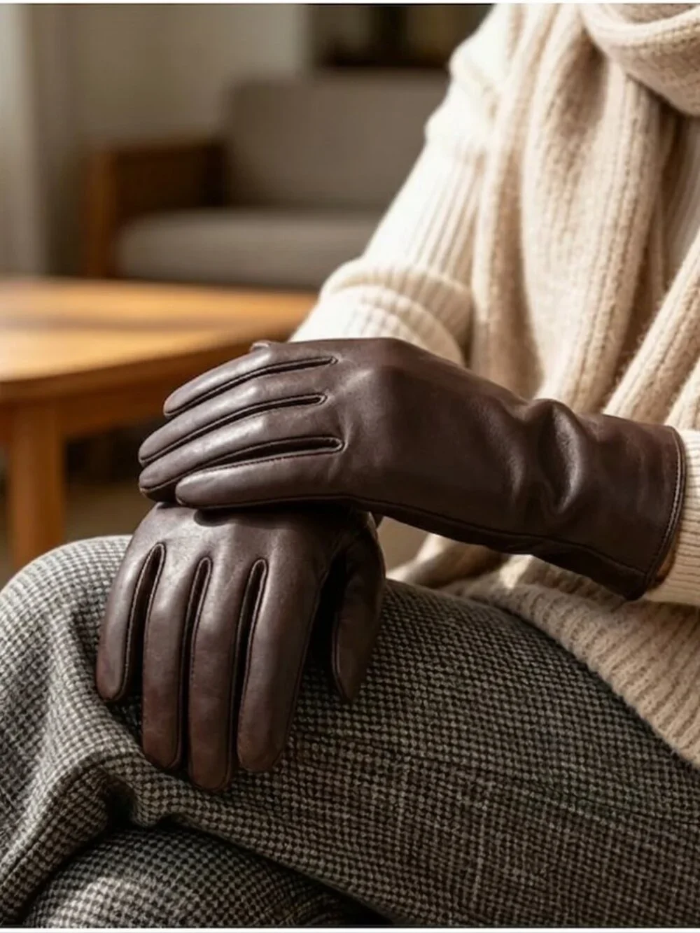 Vintage Leather Gloves Chocolate Brown Size XL
